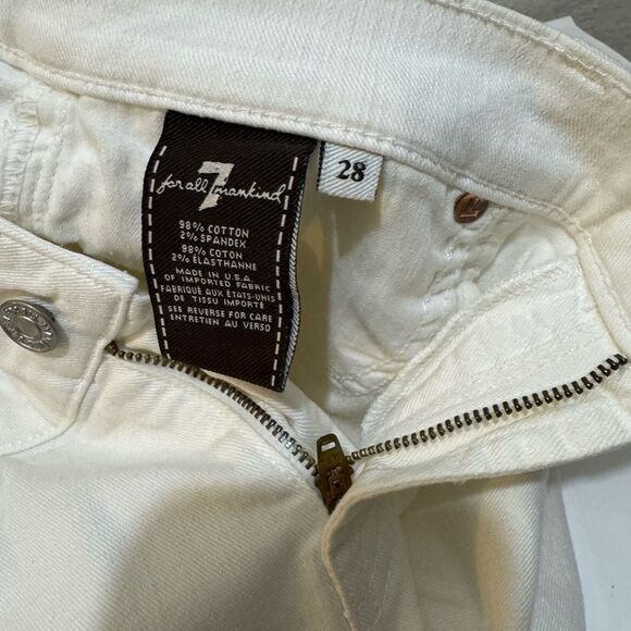 7 For All Mankind Womens White Skinny Stretch Cropped Jeans size 28 - Picture 5 of 7